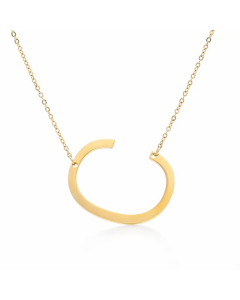 Colorza Simple Style Letter Stainless Steel Plating Hollow Out Pendant Necklace-Gold Color-C