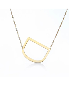 Colorza Simple Style Letter Stainless Steel Plating Hollow Out Pendant Necklace-Gold Color-D