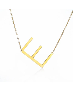 Colorza Simple Style Letter Stainless Steel Plating Hollow Out Pendant Necklace-Gold Color-E