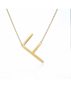 Colorza Simple Style Letter Stainless Steel Plating Hollow Out Pendant Necklace-Gold Color-F