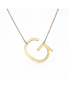 Colorza Simple Style Letter Stainless Steel Plating Hollow Out Pendant Necklace-Gold Color-G