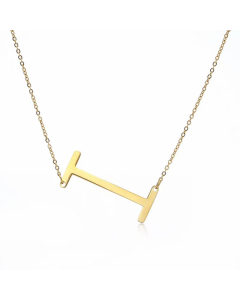 Colorza Simple Style Letter Stainless Steel Plating Hollow Out Pendant Necklace-Gold Color-I