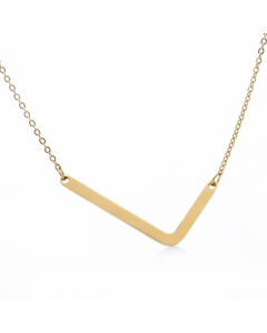 Colorza Simple Style Letter Stainless Steel Plating Hollow Out Pendant Necklace-Gold Color-L