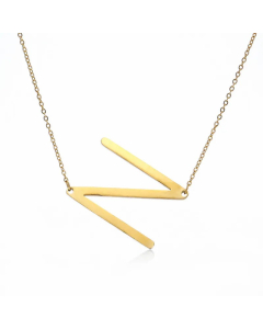Colorza Simple Style Letter Stainless Steel Plating Hollow Out Pendant Necklace-Gold Color-A
