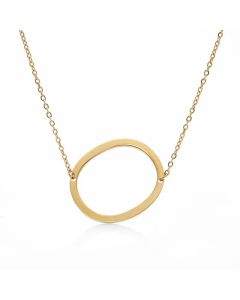 Colorza Simple Style Letter Stainless Steel Plating Hollow Out Pendant Necklace-Gold Color-O