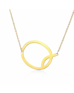 Colorza Simple Style Letter Stainless Steel Plating Hollow Out Pendant Necklace-Gold Color-Q