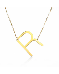 Colorza Simple Style Letter Stainless Steel Plating Hollow Out Pendant Necklace-Gold Color-R