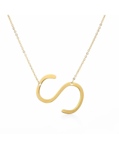 Colorza Simple Style Letter Stainless Steel Plating Hollow Out Pendant Necklace-Gold Color-S