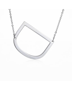 Colorza Simple Style Letter Stainless Steel Plating Hollow Out Pendant Necklace-Steel Color-D
