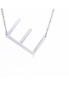 Colorza Simple Style Letter Stainless Steel Plating Hollow Out Pendant Necklace-Steel Color-E