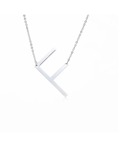 Colorza Simple Style Letter Stainless Steel Plating Hollow Out Pendant Necklace-Steel Color-F
