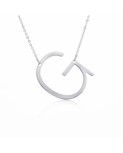 Colorza Simple Style Letter Stainless Steel Plating Hollow Out Pendant Necklace-Steel Color-G