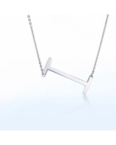 Colorza Simple Style Letter Stainless Steel Plating Hollow Out Pendant Necklace-Steel Color-I