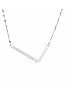 Colorza Simple Style Letter Stainless Steel Plating Hollow Out Pendant Necklace-Steel Color-L