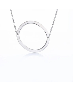 Colorza Simple Style Letter Stainless Steel Plating Hollow Out Pendant Necklace-Steel Color-O