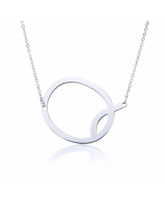 Colorza Simple Style Letter Stainless Steel Plating Hollow Out Pendant Necklace-Steel Color-Q