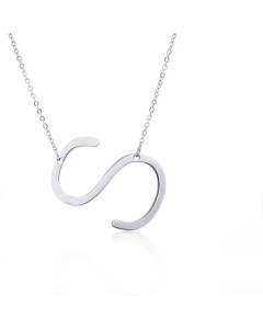 Colorza Simple Style Letter Stainless Steel Plating Hollow Out Pendant Necklace-Steel Color-S