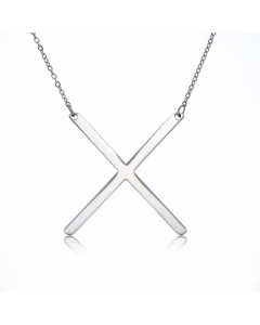Colorza Simple Style Letter Stainless Steel Plating Hollow Out Pendant Necklace-Steel Color-X