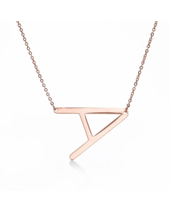 Colorza Simple Style Letter Stainless Steel Plating Hollow Out Pendant Necklace-Rose Gold Color-A