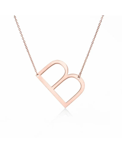 Colorza Simple Style Letter Stainless Steel Plating Hollow Out Pendant Necklace-Rose Gold Color-B
