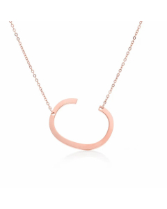 Colorza Simple Style Letter Stainless Steel Plating Hollow Out Pendant Necklace-Rose Gold Color-C
