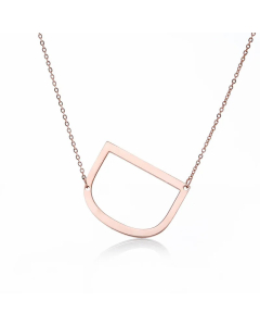 Colorza Simple Style Letter Stainless Steel Plating Hollow Out Pendant Necklace-Rose Gold Color-D