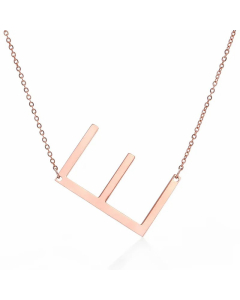 Colorza Simple Style Letter Stainless Steel Plating Hollow Out Pendant Necklace-Rose Gold Color-E