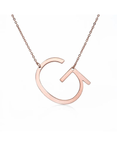 Colorza Simple Style Letter Stainless Steel Plating Hollow Out Pendant Necklace-Rose Gold Color-G