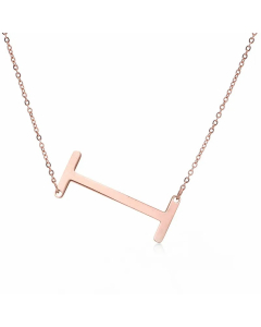 Colorza Simple Style Letter Stainless Steel Plating Hollow Out Pendant Necklace-Rose Gold Color-I
