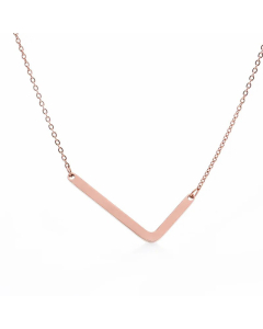 Colorza Simple Style Letter Stainless Steel Plating Hollow Out Pendant Necklace-Rose Gold Color-L