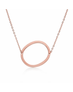 Colorza Simple Style Letter Stainless Steel Plating Hollow Out Pendant Necklace-Rose Gold Color-O