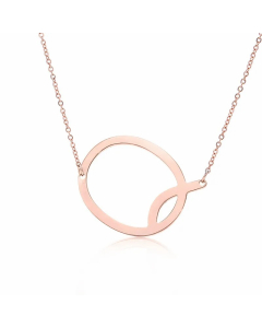 Colorza Simple Style Letter Stainless Steel Plating Hollow Out Pendant Necklace-Rose Gold Color-Q