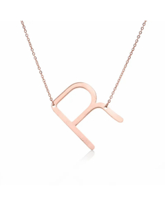 Colorza Simple Style Letter Stainless Steel Plating Hollow Out Pendant Necklace-Rose Gold Color-R