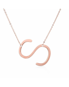 Colorza Simple Style Letter Stainless Steel Plating Hollow Out Pendant Necklace-Rose Gold Color-S