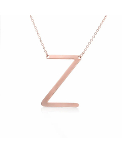 Colorza Simple Style Letter Stainless Steel Plating Hollow Out Pendant Necklace-Rose Gold Color-Z