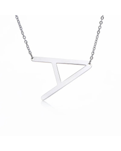 Simple Style Letter Stainless Steel Plating Hollow Out Pendant Necklace