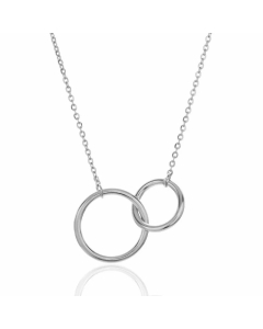 Steel Color Double Ring Stainless Steel Plating Hollow Out Pendant Necklace