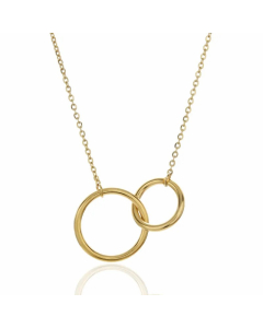 Gold Color Double Ring Stainless Steel Plating Hollow Out Pendant Necklace
