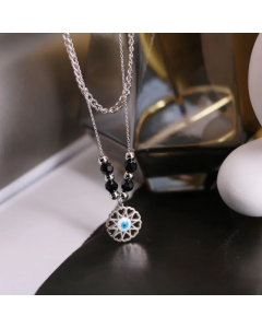Steel Color Streetwear Devil's Eye Titanium Steel Plating Layered Necklaces