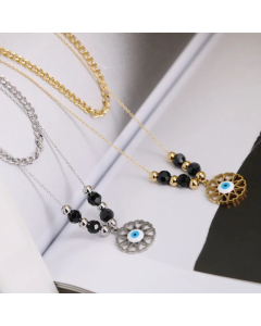 Colorza Elegant Streetwear Devil's Eye Titanium Steel Plating Layered Necklaces