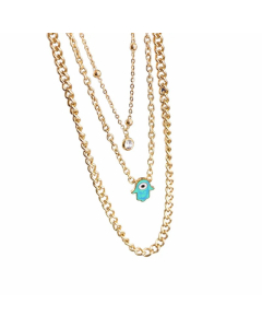 Classic Style Streetwear Palm Titanium Steel Enamel Plating Inlay Zircon Layered Necklaces