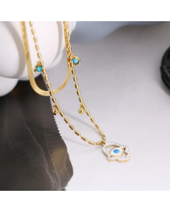 Vintage Style Vacation Palm Titanium Steel Plating Inlay Zircon Pendant Necklace