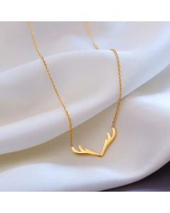 Retro Simple Style Antlers Titanium Steel Plating Pendant Necklace