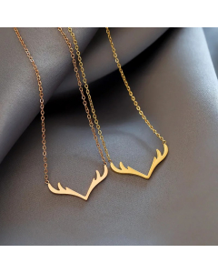 Retro Simple Style Antlers Titanium Steel Plating Pendant Necklace