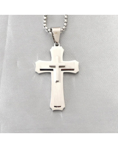 Steel Color Simple Style Cross Stainless Steel Plating Pendants