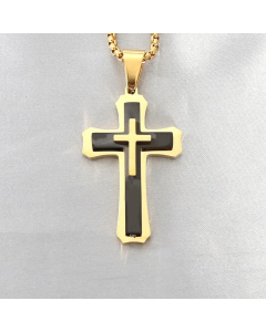 Black Simple Style Cross Stainless Steel Plating Pendants