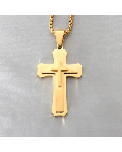 Gold Color Simple Style Cross Stainless Steel Plating Pendants