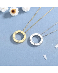 Simple Style Circle Titanium Steel Plating Inlay Zircon Pendant Necklace