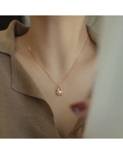 Simple Style Irregular Titanium Steel Plating Inlay Artificial Pearls Pendant Necklace