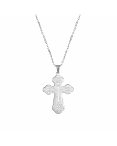 Steel Color Cross Stainless Steel Plating Pendant Necklace